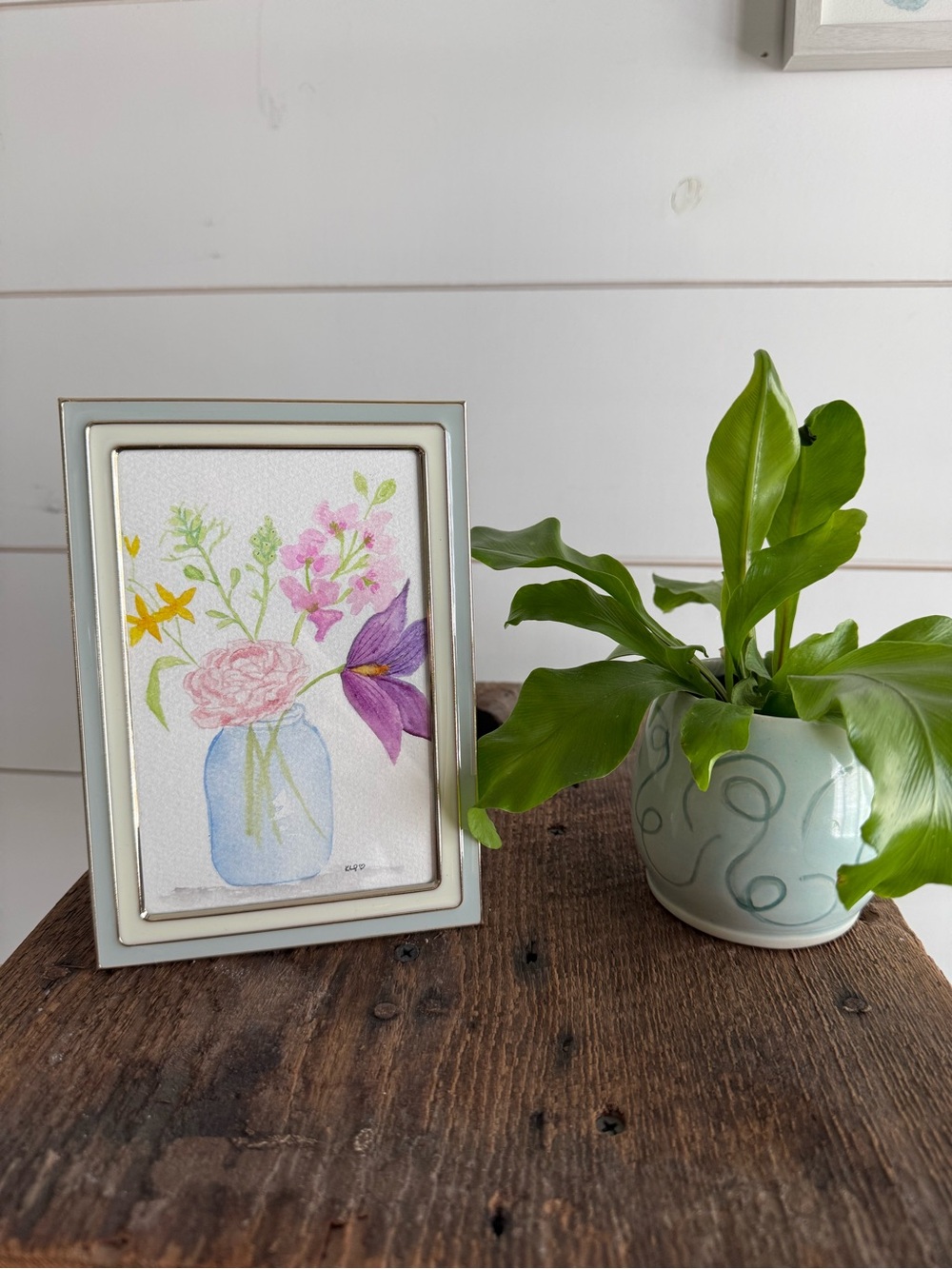 Handcrafted watercolor original in 4x6 frame - Picture 1 of 5